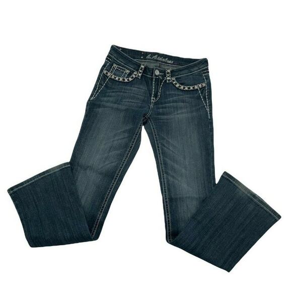 L.A. Idol Jeans Women's Size 9 Bootcut Frost Rhinestone Stitch Logo Bleu Denim - Picture 7 of 12